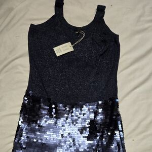 COS Navy Sleeveless Sequin Maxi Dress